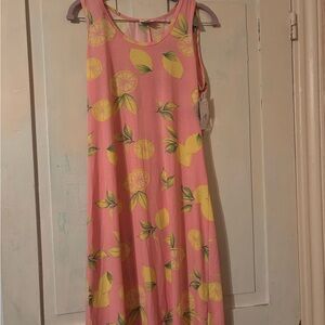 LuLaRoe Pink Lemon Print Maxi Dress